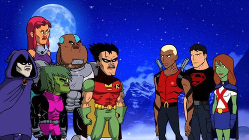 saturdaymorningblockparty:annotateddc:And, lo, the Teen Titans Go!/Young Justice crossover did happen… and I’m not sure what the tone they’re going for is. On the one hand they’re using the show’s continuity against it (Starfire, Jinx and Raven