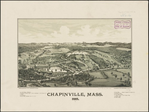 19th-century lithographs of Massachusetts towns by LucienR. Burleigh: Chapinville (1887), Charlton (