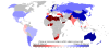 Where people trust religion more than science.
[[MORE]]Data source: World Values Survey.
Numbers indicate difference in percents between number of those who agree with statement and those who disagree.
More religion maps >>