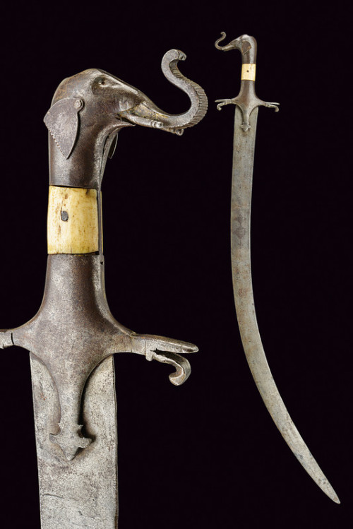 Indian shamshir saber with elephant hilt, 18th century.from Czerny’s International Auction House