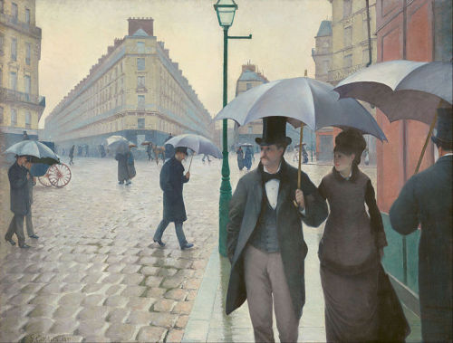 Gustave Caillebotte, Paris Street in Rainy Weather, 1877, oil on canvas.This painting perfectly en