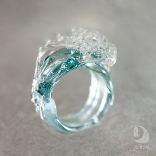 systlin:maneth985:sosuperawesome:Glass Wave Rings and Necklaces, by DriftLand on Etsy See our 