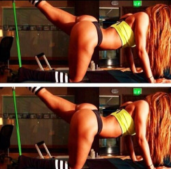 pursuit-of-curves:  Brittany Renner performing leg lifts.