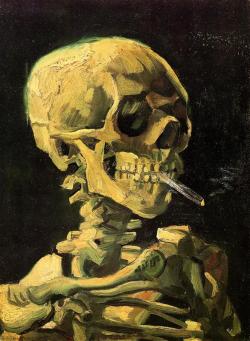 elvicioabsurdo:  Calavera con cigarrillo, 1886. Vincent Van Gogh.Mi propósito es que ciertos dibujos golpeen a cierta gente.Vincent Van Gogh, Cartas a Theo.