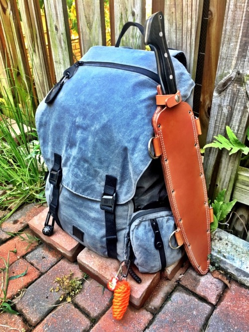 Bark River Moro Barong and Blackhawk! Diversion Waxed Canvas Rucksack.