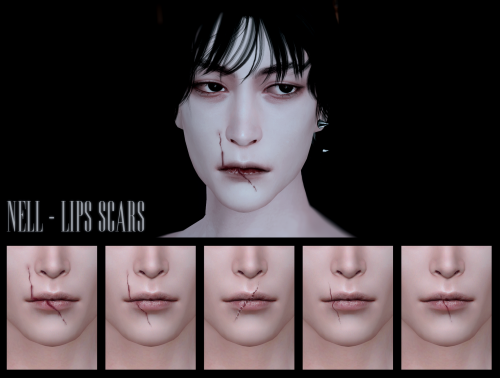 Lips Scars- hq compatible- base game compatible- compatible with make up sliders- blush and face pai