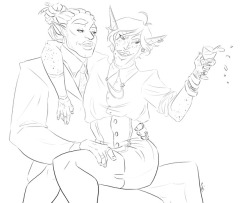 spacecadetmaya: “Get a load of these thugs.”   Late night taakitz. they’re talking shit about people while on a date.  may or may not color later.  