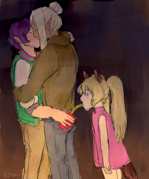finally finished this art thanks to my sister who colored a part of it!!! its travion, jupiter and b