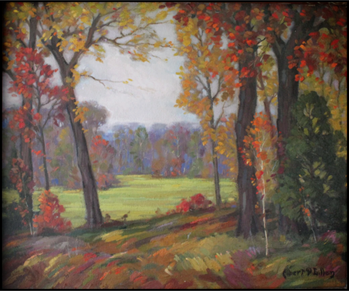 Albert P. Gillen ‘Fall Field View’ early 20th century.(via wesleybarrettfinearts.com)