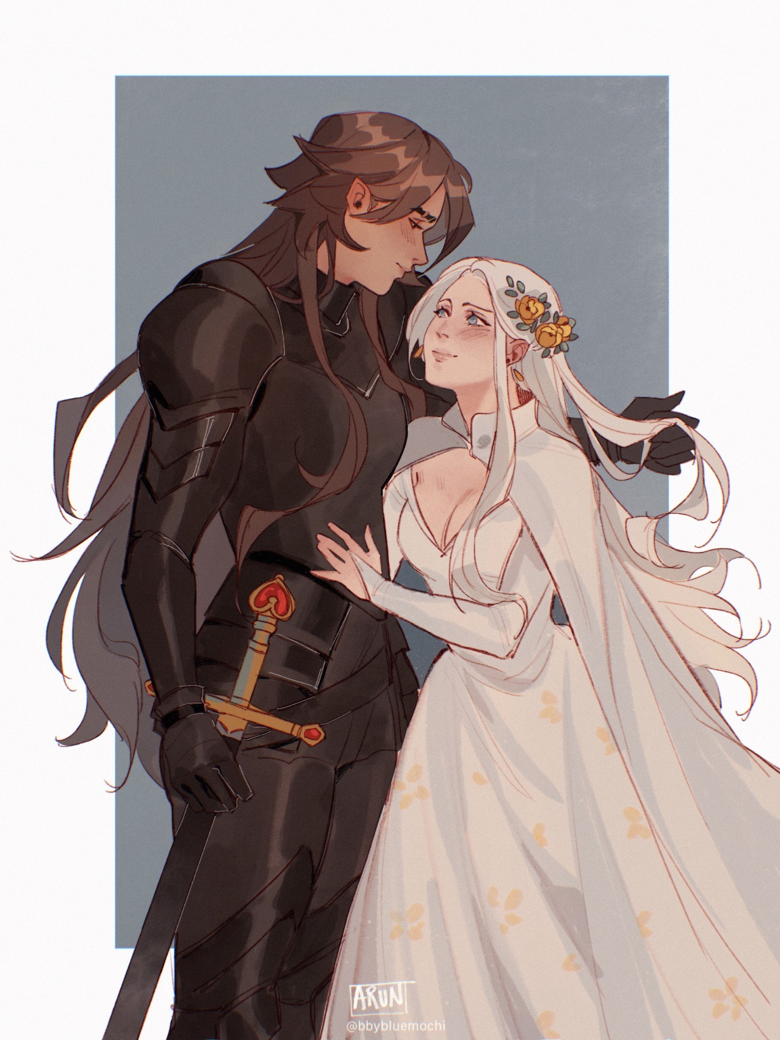 bbybluemochi:Some drawings I did for a lesbian fairytale I&rsquo;m working on