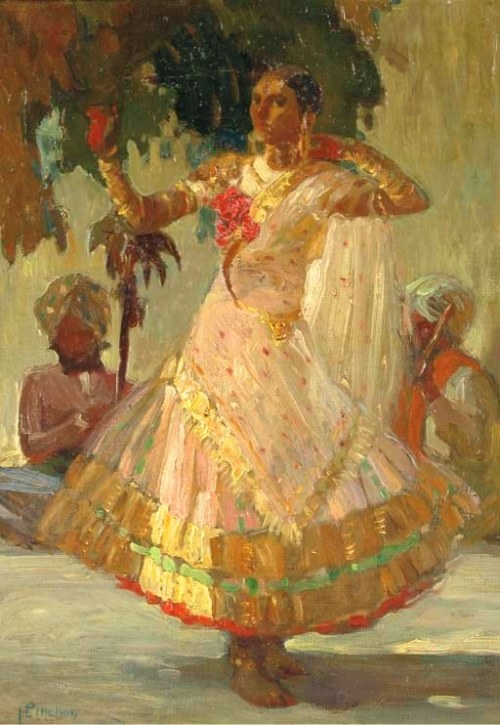 “Danceuse indienne,” oil painting by J. Pinchon  (1871-1953)