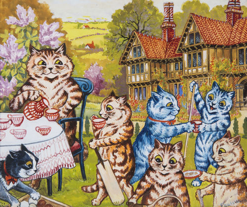 Louis Wain Cats Called Cats Destroying Garden Vintage Print 