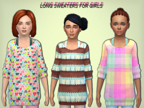 EA’s GTW LONG SWEATER FOR GIRLS, RECOLORS4 PrintsStand AloneGirls onlyCustom CAS thumbnail|| SIMFILE