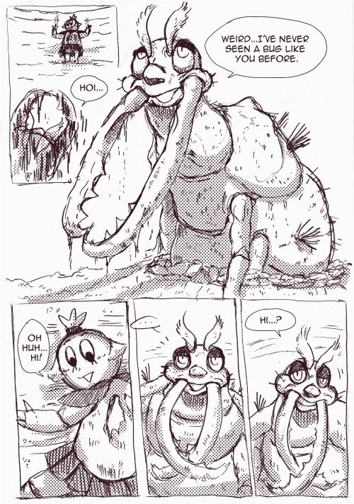 A little comic serie about a Mayfly and a Dragonfly who discover an Antlion trap!(Next part below)