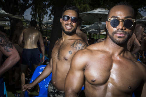 Of muscles and men. Tel Aviv Pride Week water park party, June 2, 2016. Photo by Hadas Parush/F