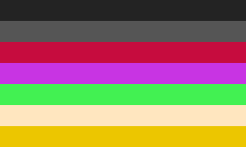 discordianigender: a gender related to discordianismfor anon! the top two stripes are hex codes #232
