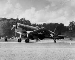 usaac-official:  An F4U-1 of VMF-214 on Guadalcanal,