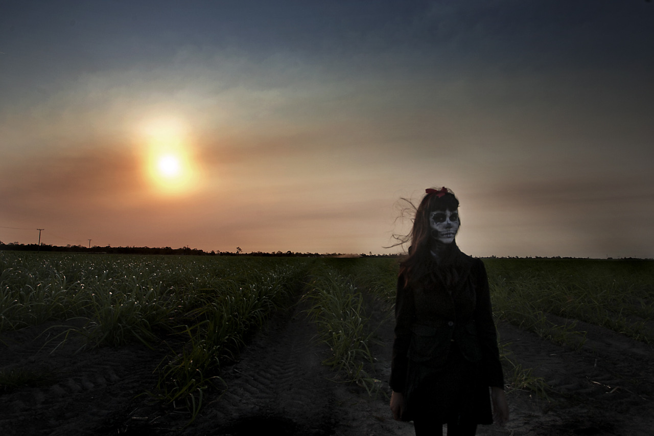 New series I’m working on. Adventures of Skull Girl in Bundaberg. I love the Bundaberg landscape. It has this swamp/goth vibe I have never come across before. Mangroves, canefields and bats. I love it so.