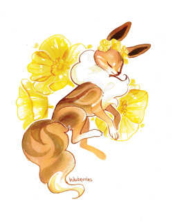 hawberries:  eeveelutions + flowers painted these for a print set! get the prints! 