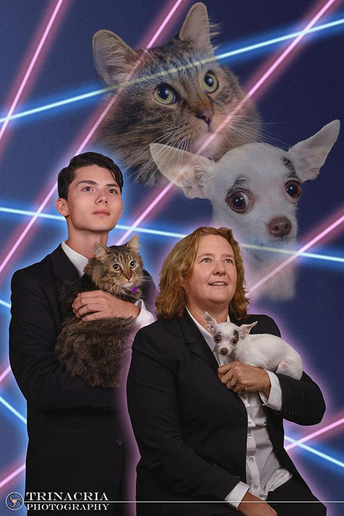 tastefullyoffensive:  “Teen who wanted his cat in his yearbook is joined by principal for the most amazing photo ever.” [chelsperry/trinacria]