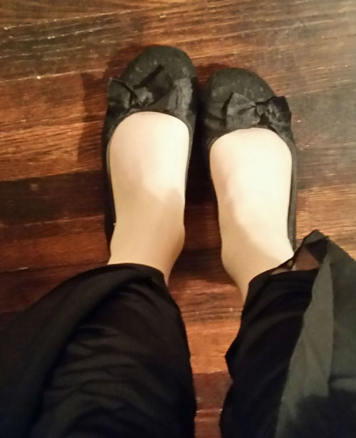 Cute Jellypop flats, nude STW pantyhose and my new harem pants