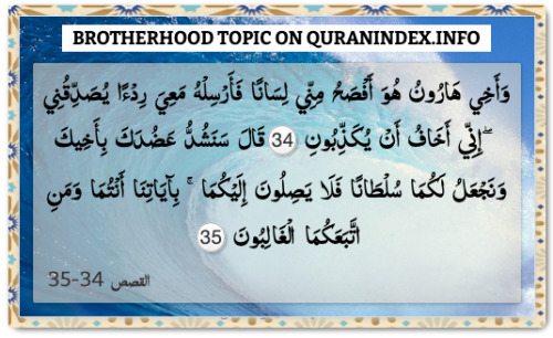 Discover Quran Verses about #Brotherhood @ https://quranindex.info/search/brotherhood [28:34-35] #Qu