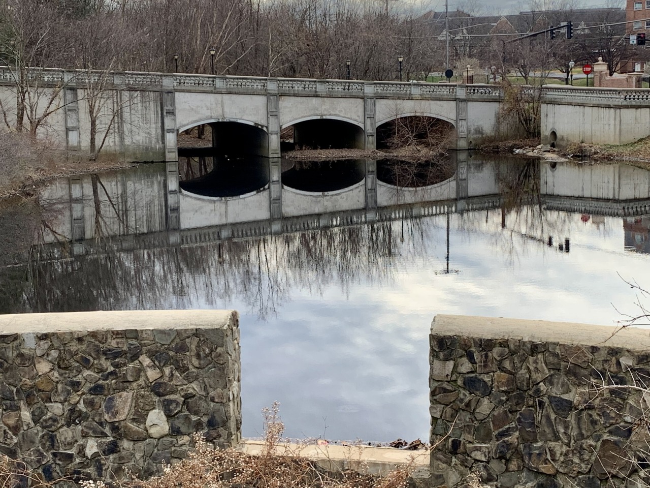Winter Idyll, Farrcroft Pond, Fairfax City, 2021. #cityscape#pond#bridge#Fairfax city#virginia#2021 #photographers on tumblr