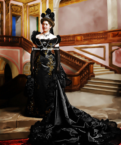 Countess di Carrobio the day she was presented at Court, 1899. Photo colored by me.