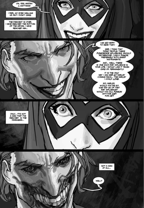 nebezial-asheri:  geekcomics:   Mad Love by   nebezial (stjepan sejic)   definitely better organized than the ones i posted. thank you!also,  i gotta learn how to tumblr better XD