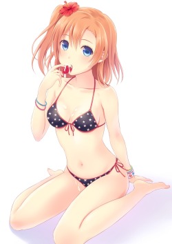 akira-europe:  bikini cleavage cream kousaka honoka love live! n.g. swimsuits | #315040 | yande.re