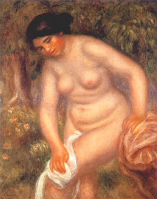 Bather drying herself, 1895, Pierre-Auguste RenoirMedium: oil,canvas