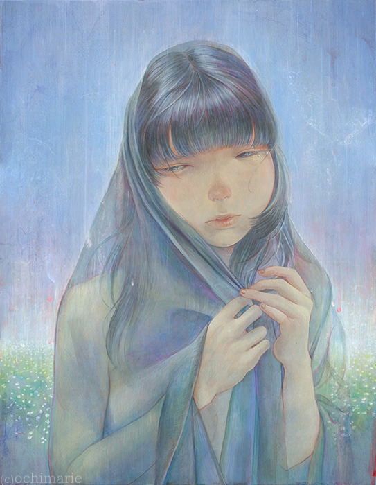 オチマリエ - 春雨 2016 F6 410×318mm パネル/水彩紙/アクリル絵具 個人蔵