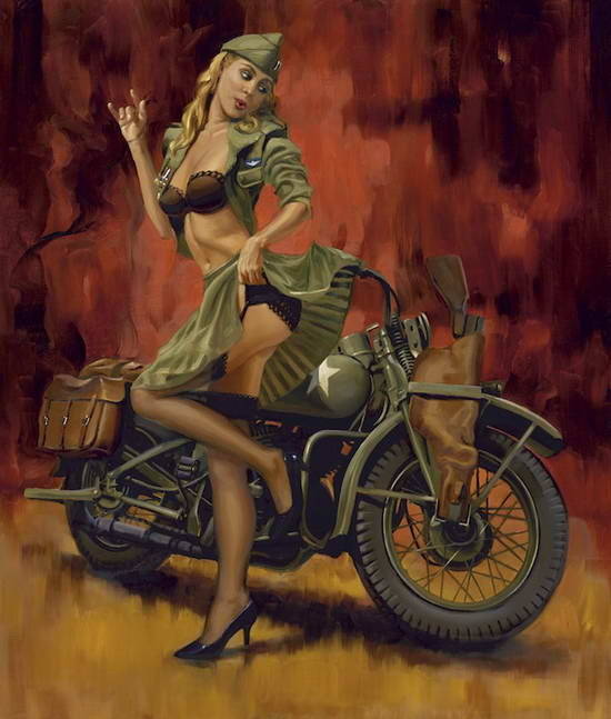 Vintage girls on motorcycles