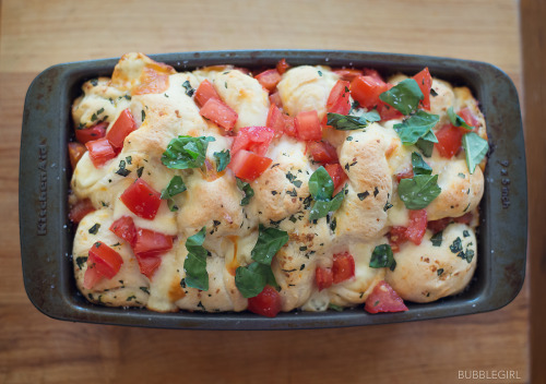 Last night’s dinner, yummy pull apart caprese bread and spaghetti. If you don’t know wha