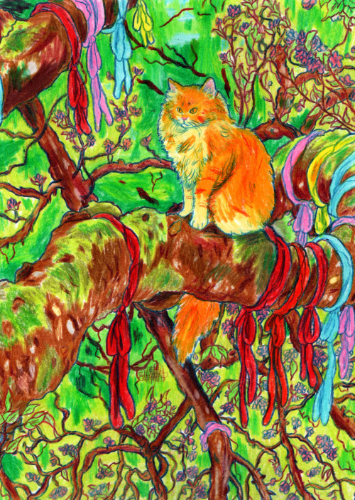 hannahlockillustration:Wishing Tree Cat.