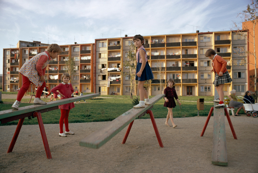 Czech girls on a playground at an apartment complex, October 1966.Photograph by James P. Blair, National Geographic