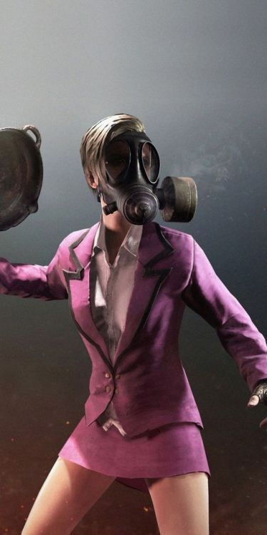 PUBG Battle Royale, woman in gas mask, mobile game, 1080x2160 wallpaper @wallpapersmug : bit.