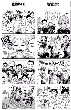 saigennaku:  れっつ! ハイキュー!? 第３８回 // Sugawara In!! 1 &amp; 2 Translations by me! Please don’t repost!