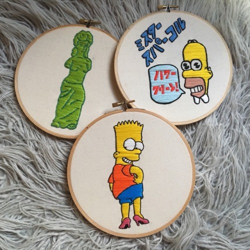 The Simpsons Embroidery Hoops by @embroiderybyjessi (on Instagram/FB) Shop at etsy.com/au/shop/embro