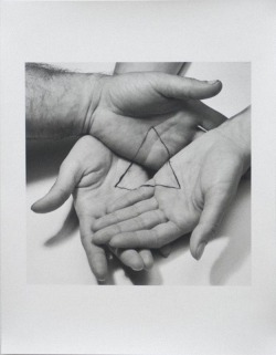 curties:  Liliana Porter, Untitled (hands and triangle), 1973. 