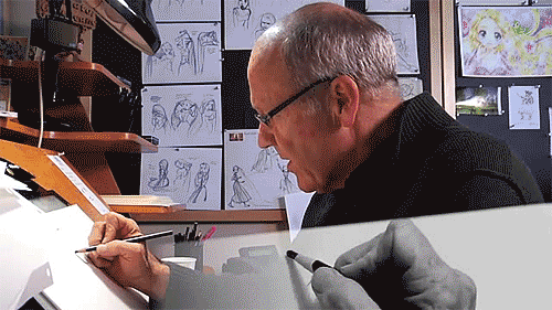  Glen Keane draws Rapunzel. “Every time you look at this girl, you are reminded that this girl has uncontainable spirit, even her hair grows to 70 feet long!” 