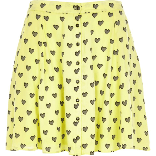 Yellow Chelsea Girl heart print skirt