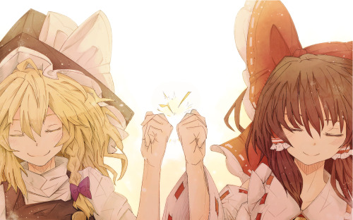 touhoumaniac:  Marisa Kirisame and Reimu Hakurei Artist: 空色スカイ