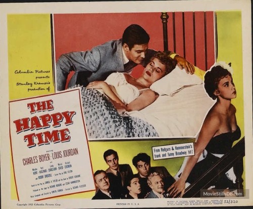 howardhawkshollywoodannex:original lobby cards for The Happy Time (1952) with Charles Boyer, Louis J