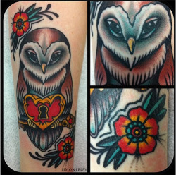 fuckyeahtattoos:  My barn owl by Simon J