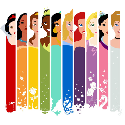 cartooncookie:   A Princess technicolor Rainbow.  Just for fun. I’m thinking about putting this on a