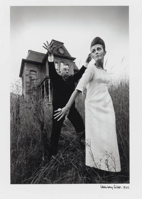 Alfred Hitchcock and model Ina Balke during a photoshoot on the set of ‘Psycho’ for the January 1962 edition of Harper’s Bazaar (The Independent: Jeanloup Sieff’s iconic images go under the hammer)    