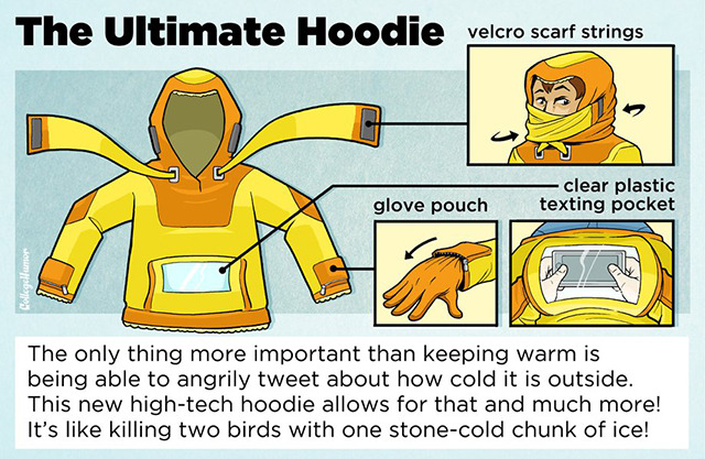 nerdsexandee:  laughingsquid:  Innovative Winter Clothing Ideas by Illustrator Caldwell