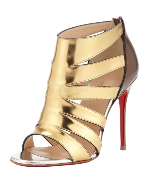 High Heels Blog Christian Louboutin Beauty K Metallic Cage Red Sole Sandal via Tumblr