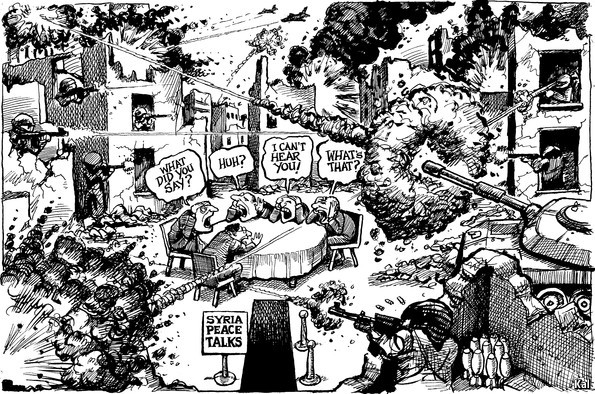 The Economist — KAL'S cartoon: Syria war talks.